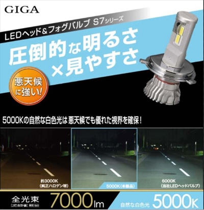 在庫品H】GIGA LEDヘッド＆フォグバルブ S7 5000K H8/H9/H11/H16