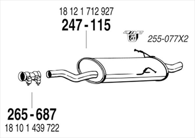 BMW E46 318i Sedan/Coupe 1.9L 前期 純正タイプ補修用マフラー