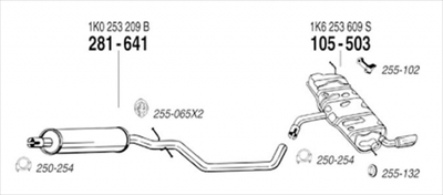 AUDI A3 8P 1.6 Attraction 3Dr 純正タイプ補修用マフラー