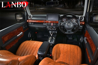 ジムニー JB64 木目調インテリアパネルキット ジムニー JB64 LANBO 3Dインテリアドアパネル 6ピースセット 茶木目調