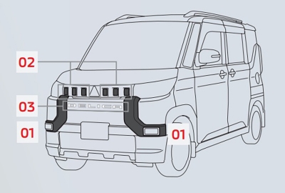 セール！デリカミニ・ガーニッシュ4点セット　新車外し ss-style8_mi-dem01-me01003